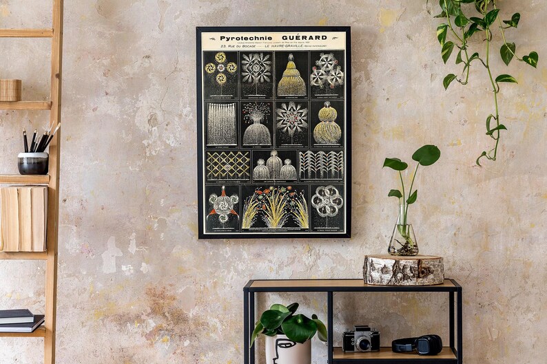 Vintage French fireworks manufacturer advertising poster, fireworks art decor. image 2