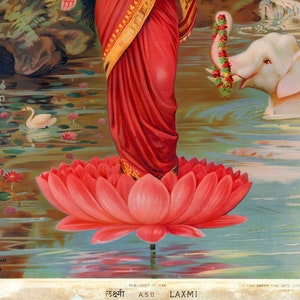 Hindu Goddess Lakshmi Poster Print Raja Ravi Varma's Gaja - Etsy