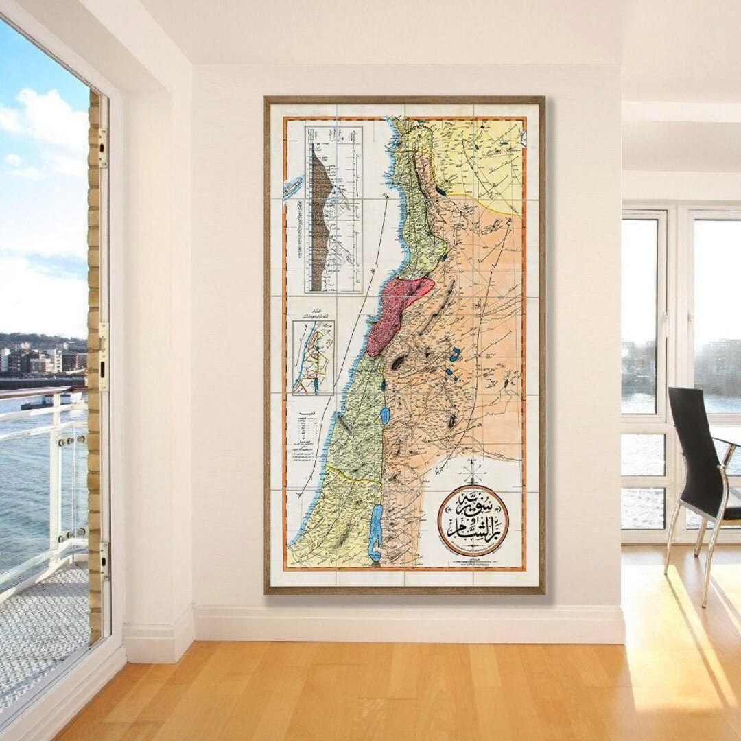 Vintage Map of Syria, Lebanon, Palestine, Wall Art Print - Etsy