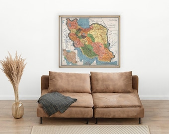 Vintage Persia Map Print: Iran Wall Decor, Farsi Text