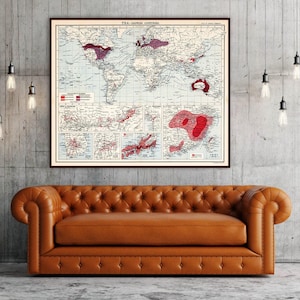 Vintage Tea Map of the World: Antique Style Tea Growing Regions