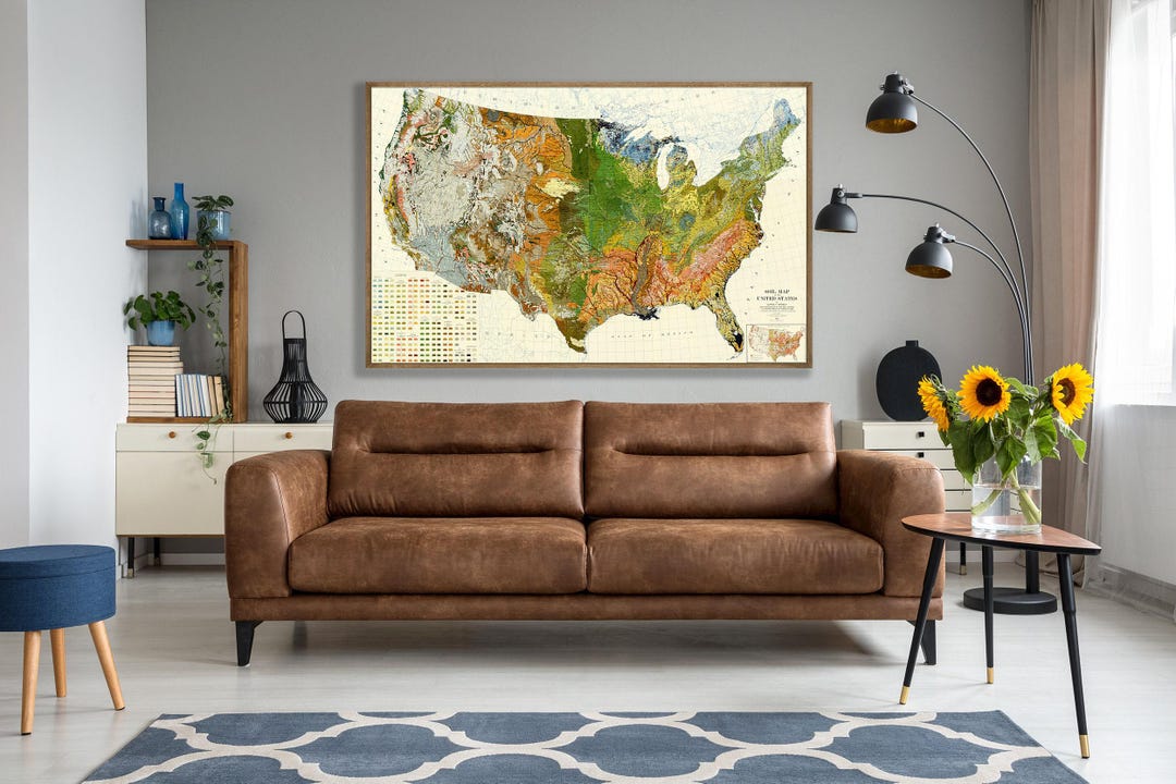 Buy US Geological Map Art Print: Vintage United States Wall Decor ...