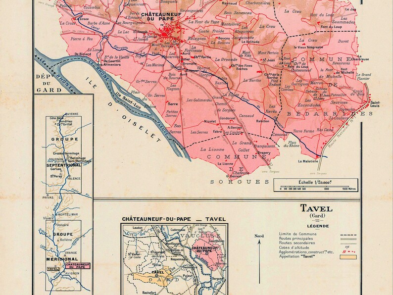 Vintage Cotes Du Rhone Wine Map Cotes Du Rhone Wine Region Etsy