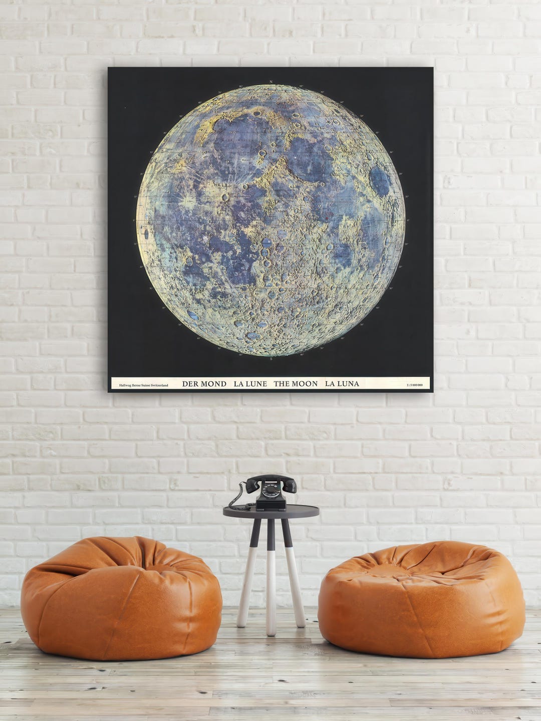 Vintage Moon Map Print - Apollo 11 Landing, Multilingual Names - Etsy