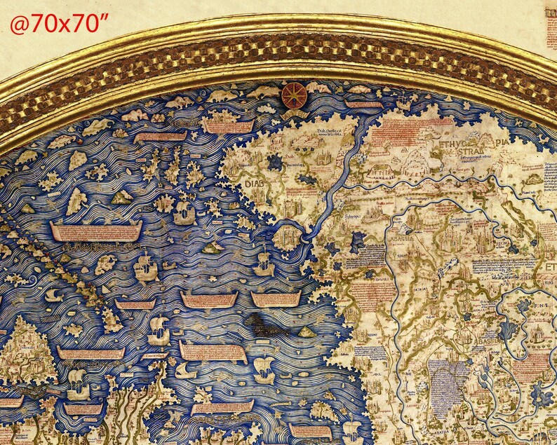 Fra Mauro World Map 1450 Antique Mappamundi Reproduction Etsy Fra Mauro World Map 1450 Antique Mappamundi Reproduction Etsy