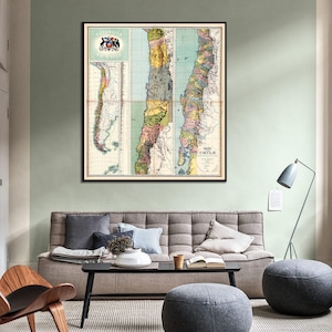 Vintage Chile School Map Print: Historical Wall Art