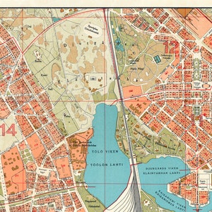 Vintage map of Helsinki, old Helsinki map, Helsinki print, Finland maps, Helsinki city map, Finland city map. image 2