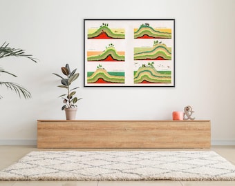 Antique Geology Print: Earth Crust Layers Illustration, 1880s