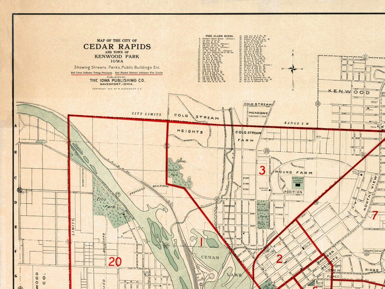 Cedar Rapids Map Vintage Old Map of Cedar Rapids and Kenwood - Etsy