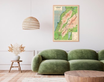 Vintage Lebanon Map Print: 1950s Tourism Poster, Beirut & Tripoli
