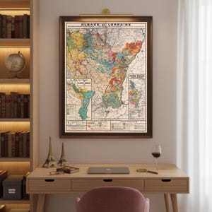 Vintage Alsace-Lorraine Map Print - Old France Region Art
