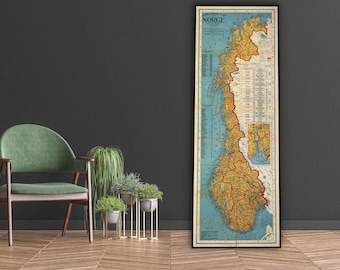 Lámina decorativa de Noruega: Mapa antiguo de 1901 - Detalle del fiordo de Kristiania