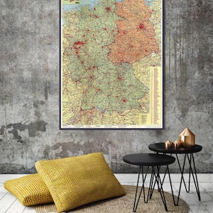 East & West Germany Map 1989: Cold War Era Print