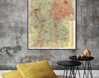 East & West Germany Map 1989: Cold War Era Print