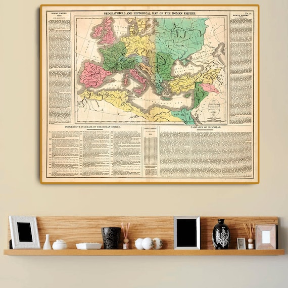 Roman Empire Map 1820 Ancient Rome Art Geographical And Etsy
