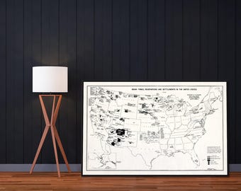 Native Americans map tribes, Indian reservations and settlements in the United States