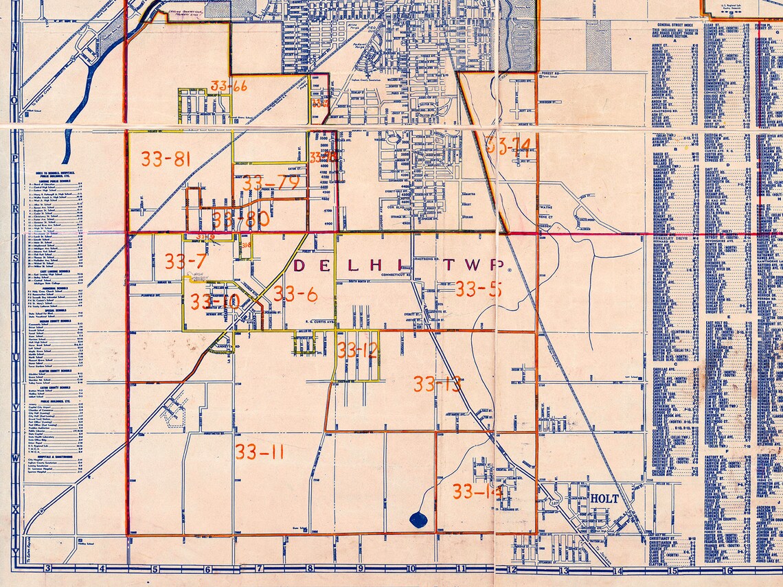 Vintage Map of Lansing Michigan Old Lansing Map Lansing Etsy