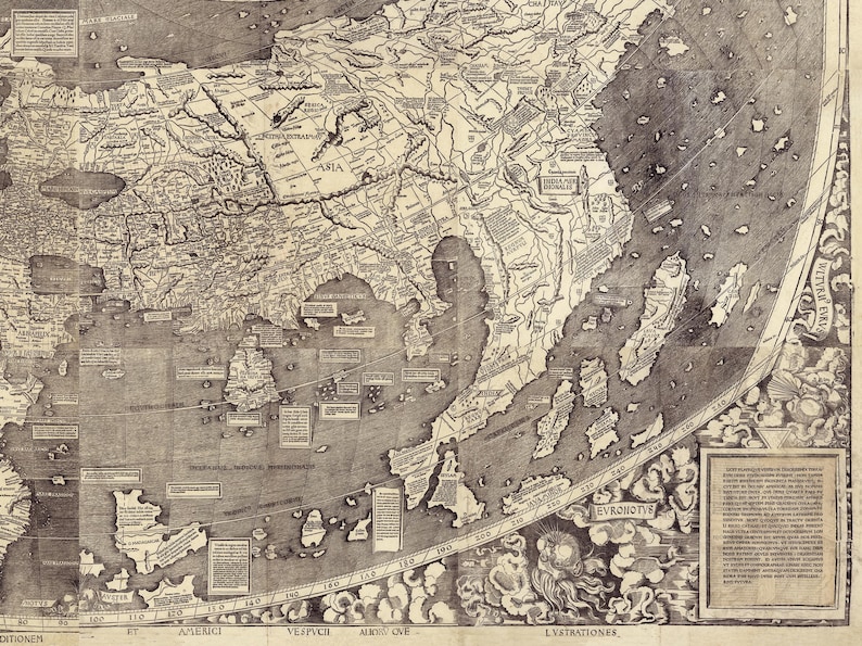 Martin Waldseemüller’s 1507 world map, the first document to name 'America'.