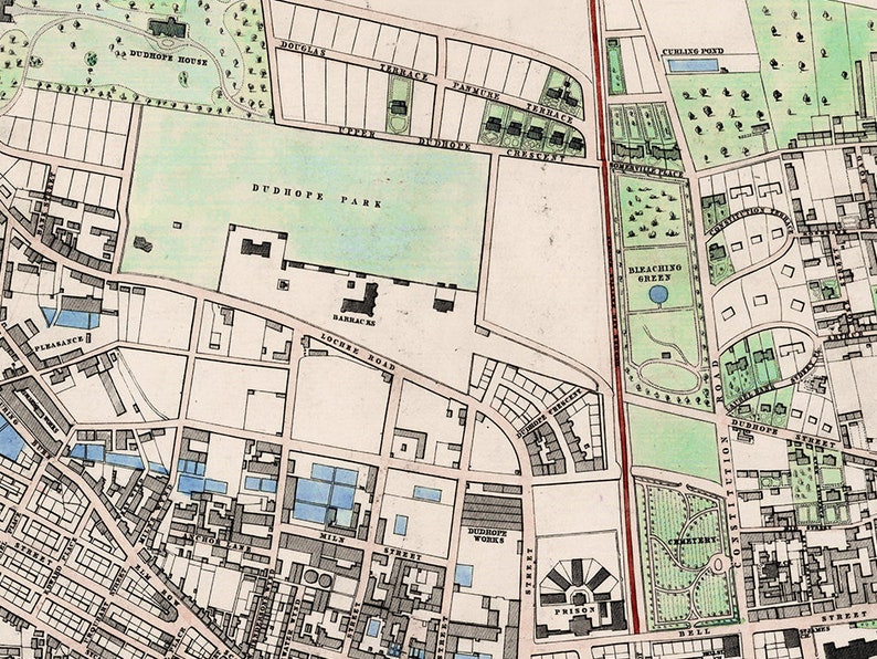 Vintage Map of Dundee Old Dundee Map Dundee Scotland Dundee Etsy