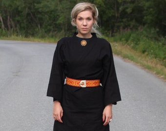 Black Linen Japanese Saami Kimono Yukata for Women Men Unisex