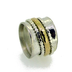 925 Sterling Silver Spinner Ring: Wide Band Meditation Fidget Worry Ring