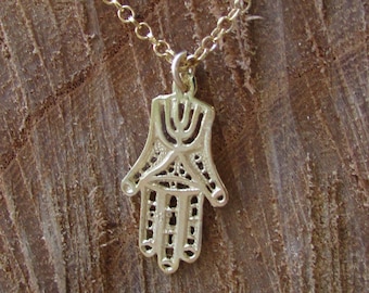 Hamsa hand, Gold filled hamsa, judaica jewelry, jewish jewelry, Hamsa necklace, hand charm, hamsa pendant, hamsa hand charm, jewish pendant