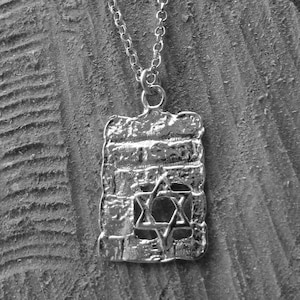 Western Wall Pendant with star of david, Sterling silver pendant, israeli jewelry, hanukkah gift, jewish gift, Handmade in Israel
