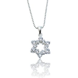 Unique Snowflake Star of David with Swarovski Crystals Sterling Silver Necklace, Jewish Necklace, Judaica Jewelry, Jewish Charm