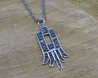 hamsa necklace, hamsa hand, judaica jewelry, jewish jewelry, hamsa pendant, hamsa charm, jewish gift, sterling hamsa, Silver 925 hamsa