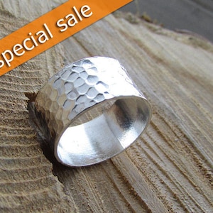 Hammered Ring, Sterling Silver 925, Wide Ring, Sale, Promotion, Silver Ring, Unisex Ring, Mens Ring, Womens Ring, Silver Band, Jewelry