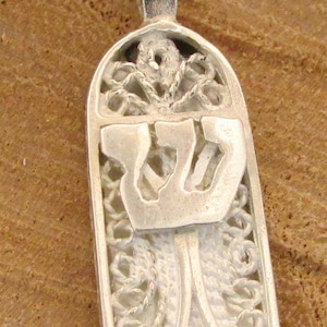jewish gift, israeli jewelry, Mezuzah pendant, Mezuzah necklace, Sterling Silver 925, hebrew necklace, judaica, mezuzah charm,Filigree