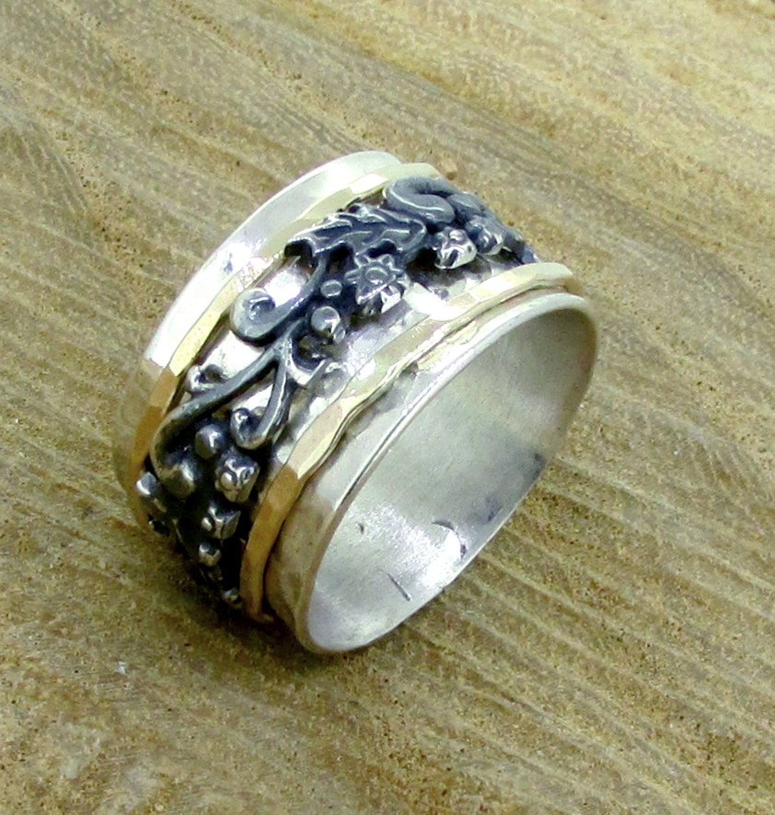 Unique Tribal Ring Women's Spinner Rings Silver Band Etsy