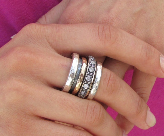 Spinner Band Rings, bague d'inquiétude pour Meditaion, bague cadeau pour  Noël, bagues Spinner Band en argent sterling 925 pour femmes