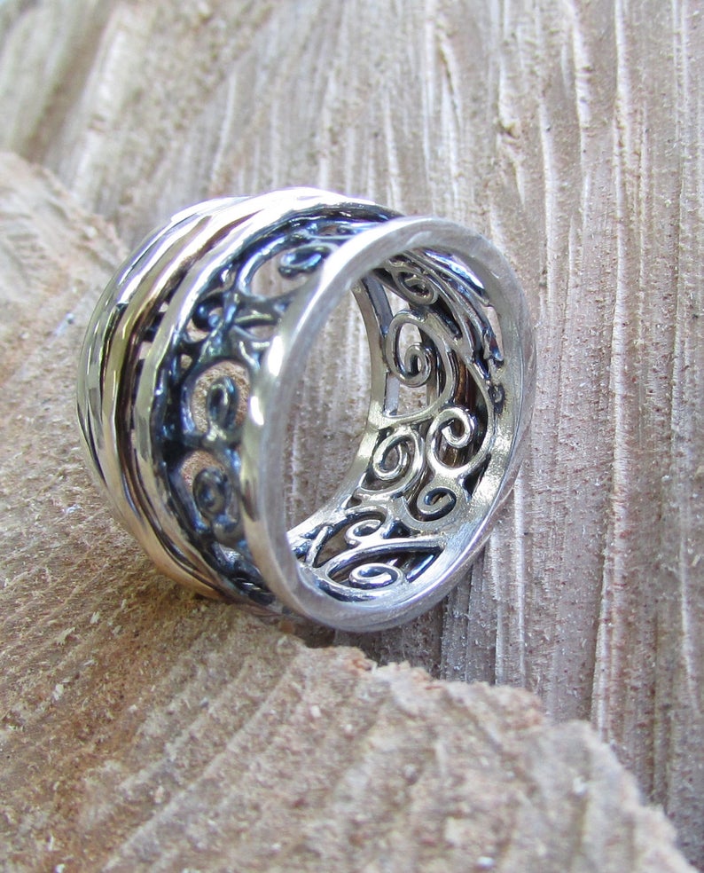 Vintage Spinner Thin Gold & Silver Ring