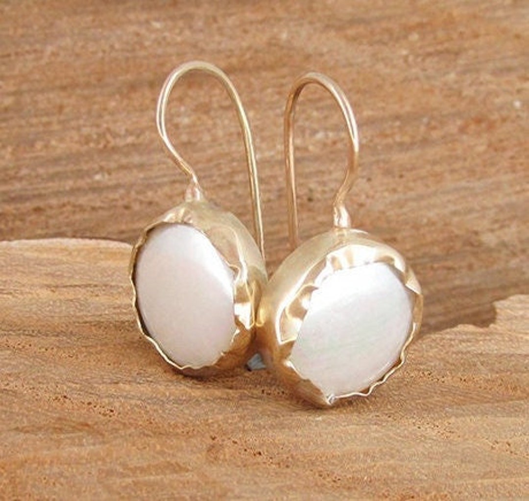 Pearl and 14K Gold Earrings, Vintage Drop Earrings, Unique Style