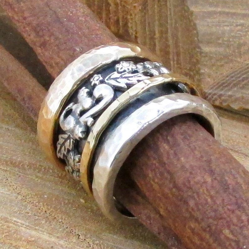 Nature Inspired Wide Spinner Ring,meditation, Spinning, Tribal ,boho ...