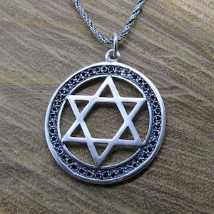 Star of david necklace (Magen David) - statement sterling silver necklace for men or women.