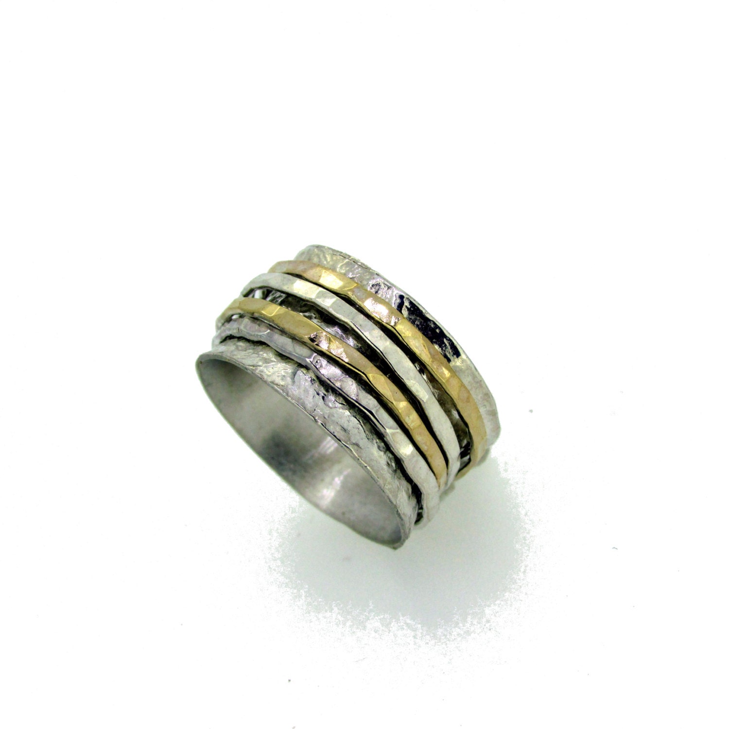 Oxidized Two Tone Multi-Band Spinner Ring