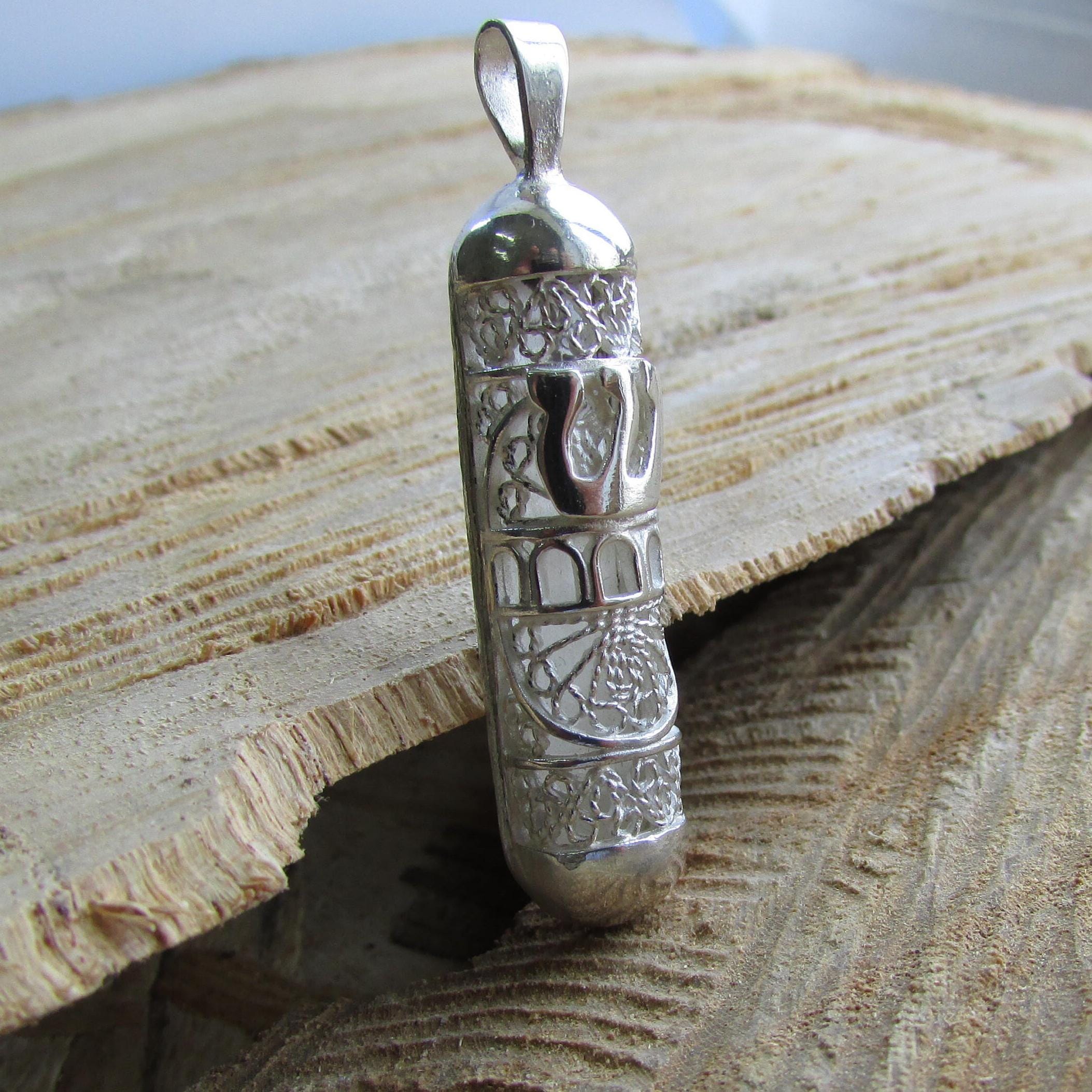 Pendentif Mezouza Filigrané En Argent Sterling 925 Avec Collier 50cm - Bijou Juif Fabriqué En Israël