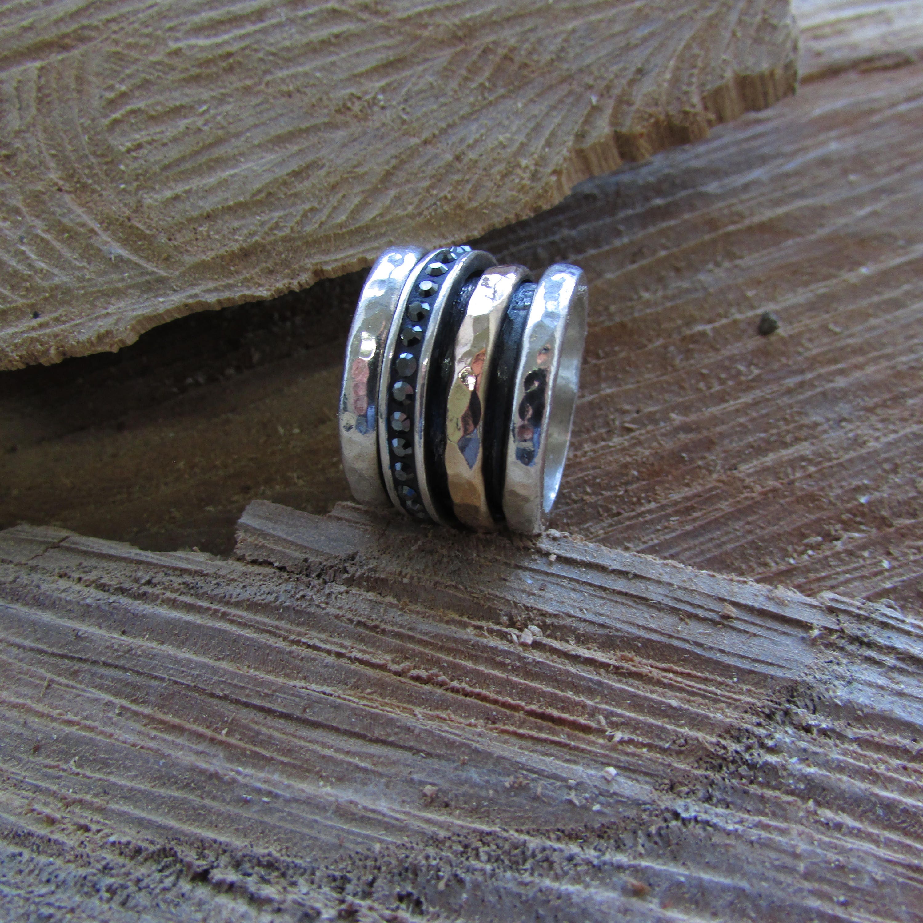 Swarovski Ring with Decorative Stone silver-colored-black elegant Jewelry Rings 
