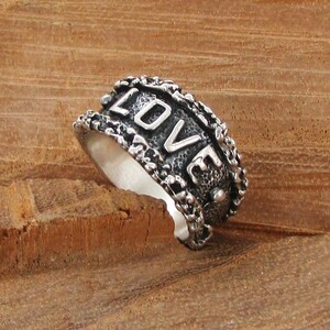 Love Ring, Sterling Silver Ring, Mood Ring, Pinky Ring, Personalized Words Jewelry, Couples Gifts