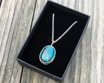 Eilat Stone Pendant - Oval Shaped , 925 Sterling Silver, King Solomon Stone, Turquoise Pendant, Natural Eilat Stone Necklace For Woman