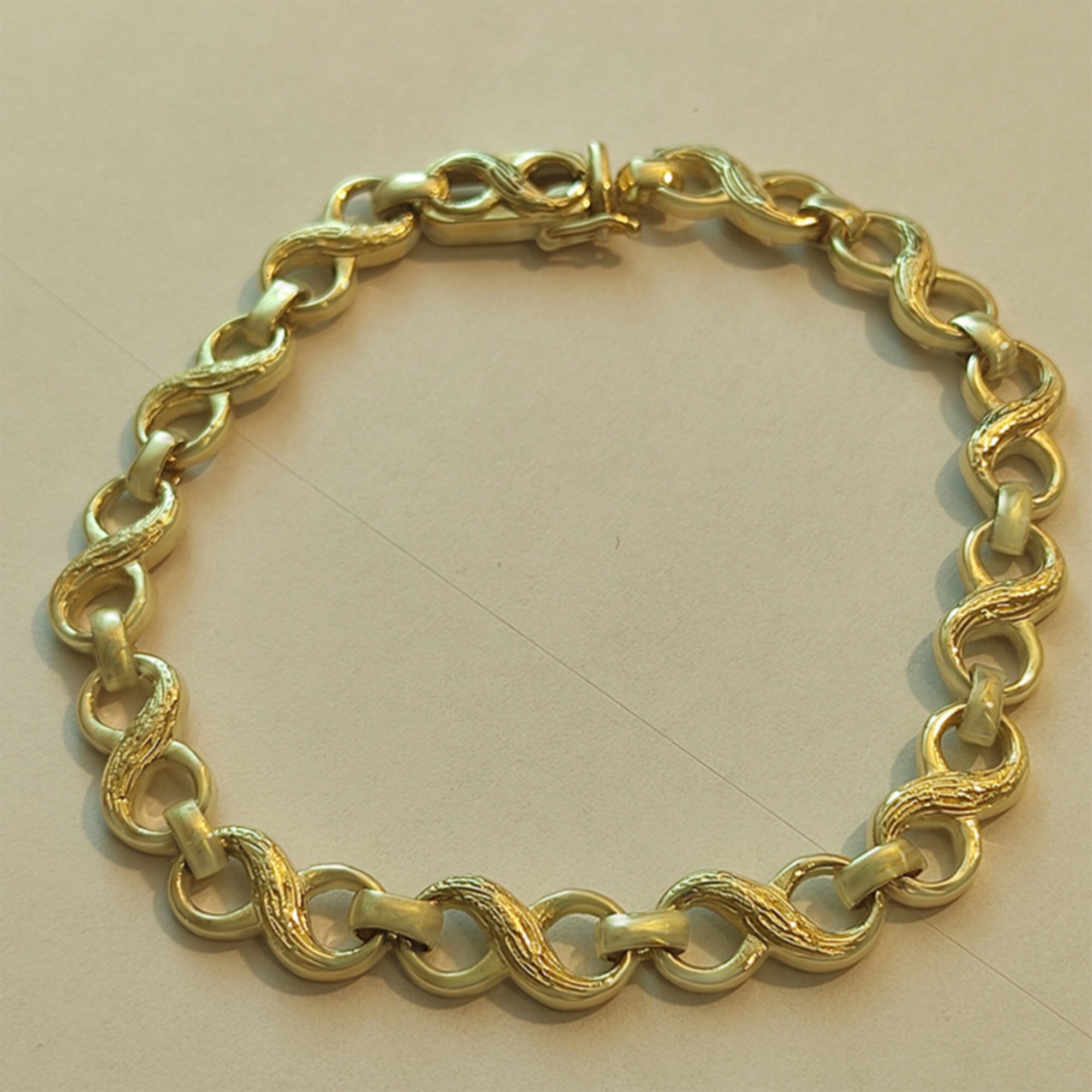 Infinity Design Unisex Chain Bracelet ,14K Gold, Handmade Infinity Design Unisex Chain Bracelet ,14K Gold, Handmade