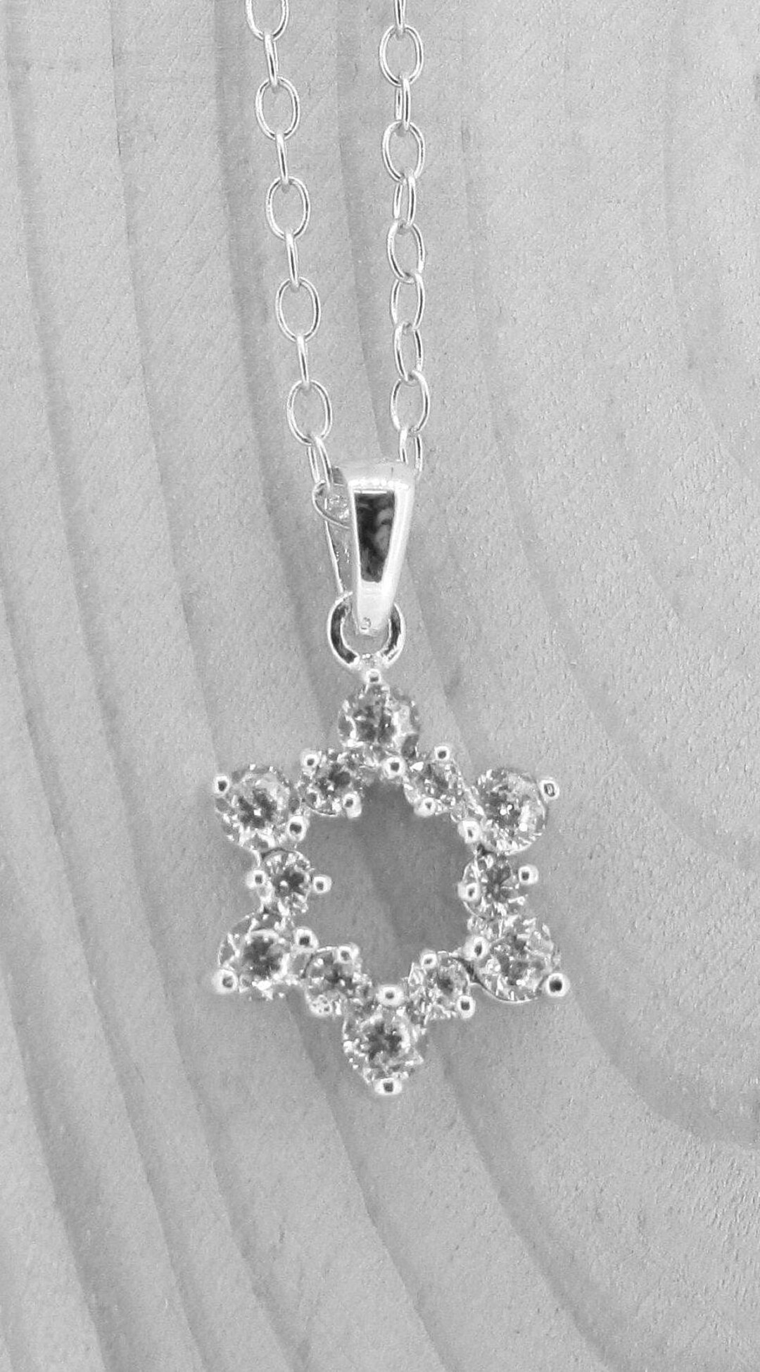 Israeli Star Chain Jewish Necklace, Golden Star of David, Israeli Necklaces, Crystal ...