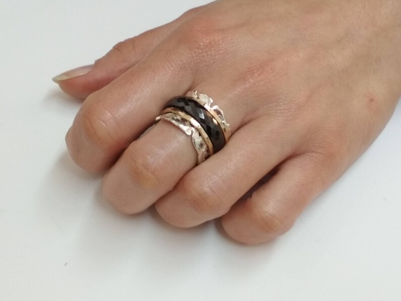 Beautiful Spinner Ring Black Ceramic Ring 925 Sterling - Etsy
