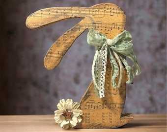 Music Sheet Rustic Bunny  | Spring Decor | Easter Decor
