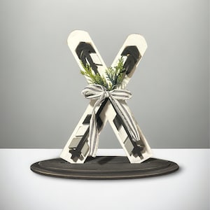 Snow Skis Shelf Sitter | Winter Decor
