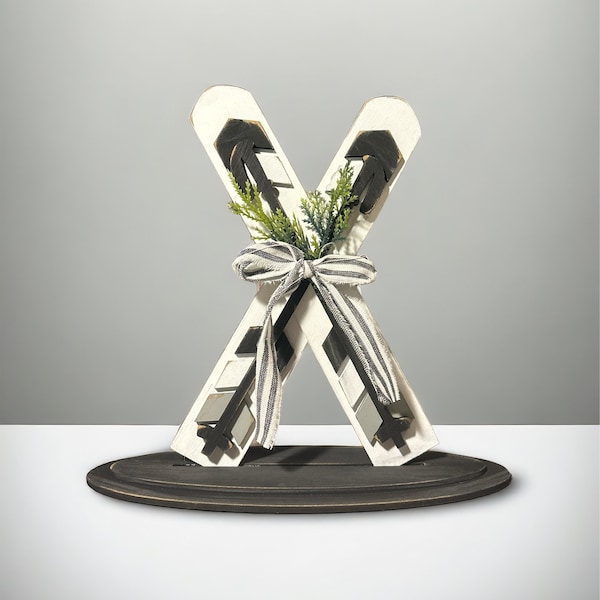 Snow Skis Shelf Sitter | Winter Decor