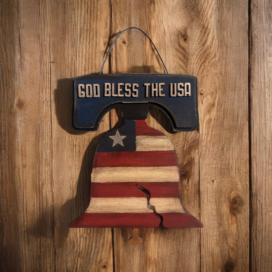 Patrioc Bell Ringer GOD Bless the USA Liberty Bell | Americana Decor | Patriotic Decor ...