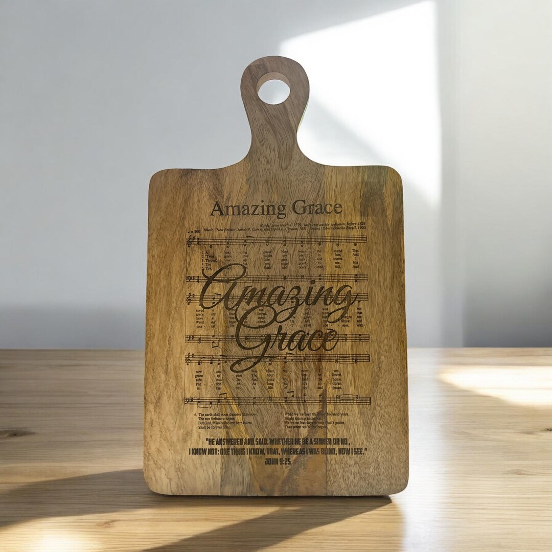 Amazing Grace Engraved on Mango Cutting Board Christian Decor Engraved ...